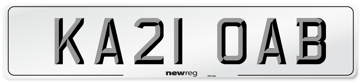 KA21 OAB Number Plate from New Reg